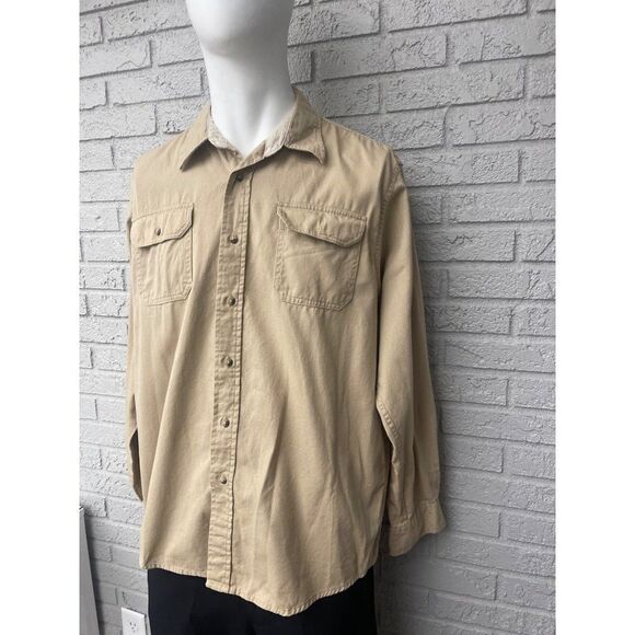 Wrangler Tan Long Sleeve Button Down Shirt Size L - Picture 5 of 9